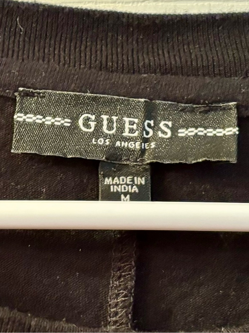 GUESS Black Sequin Palm tree Graphic Crop Top with Pink & Gold Accents - Picture 2 of 5